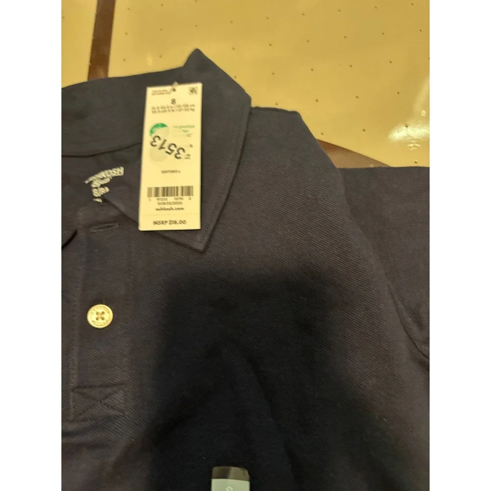 123 OshKosh Bgosh Boys Navy Blue Short Sleeve Polo Shirt Size 8 School Uniform